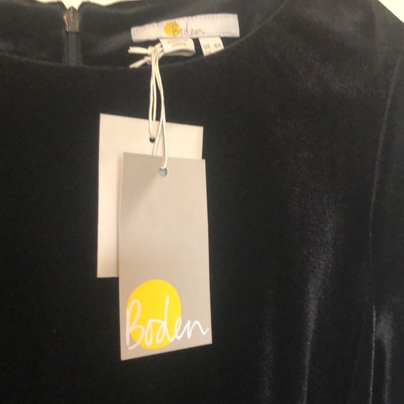 Boden Julianna Black Velvet Tie Waist Dress 4R - Picture 4 of 4